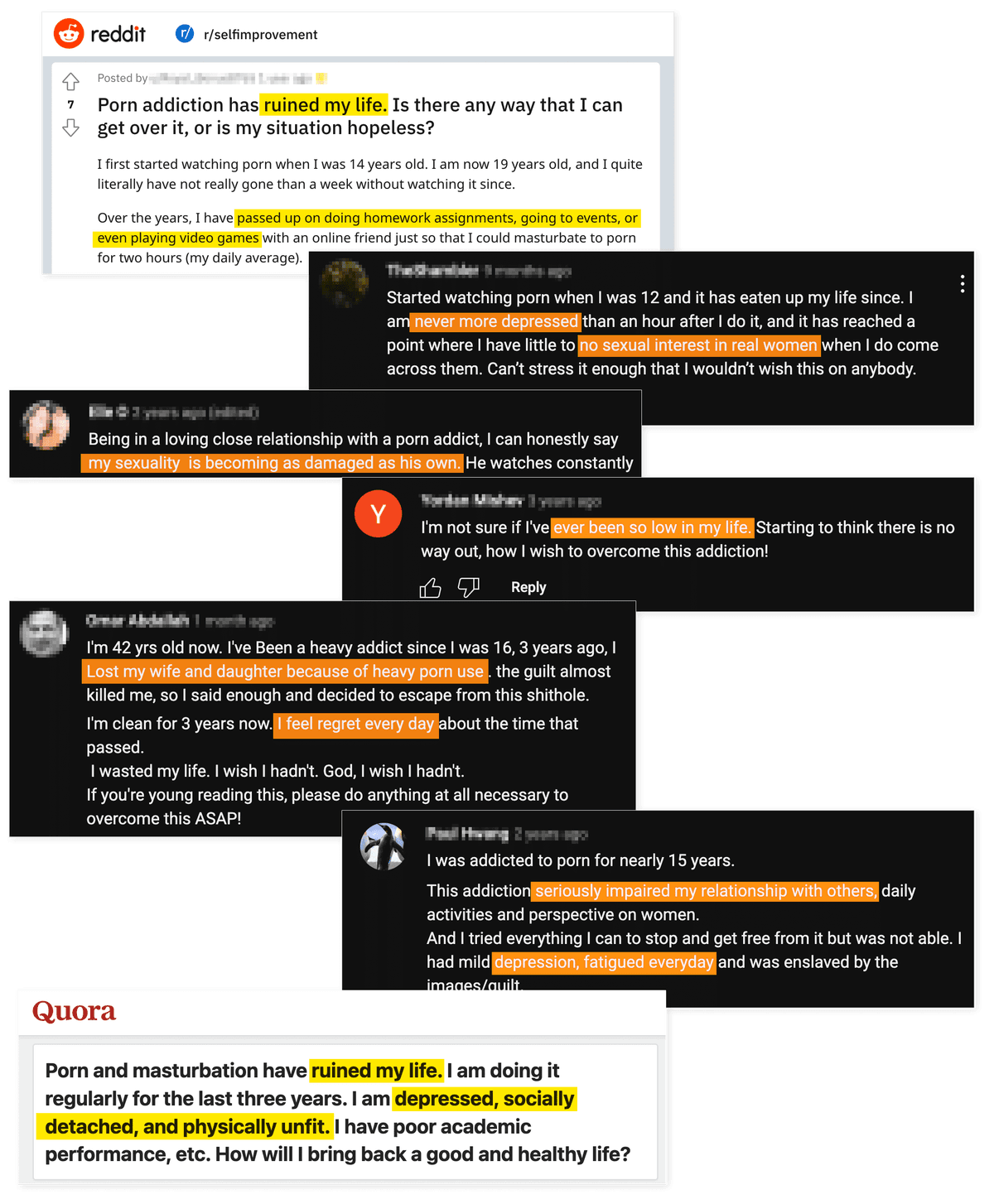 Examples of porn addiction comments